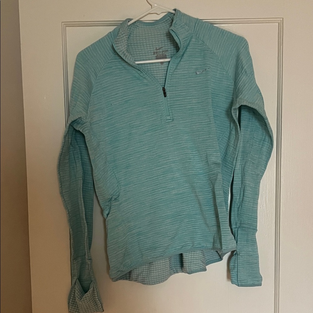 Nike Aqua Blue Quarter-Zip Microgrid Top